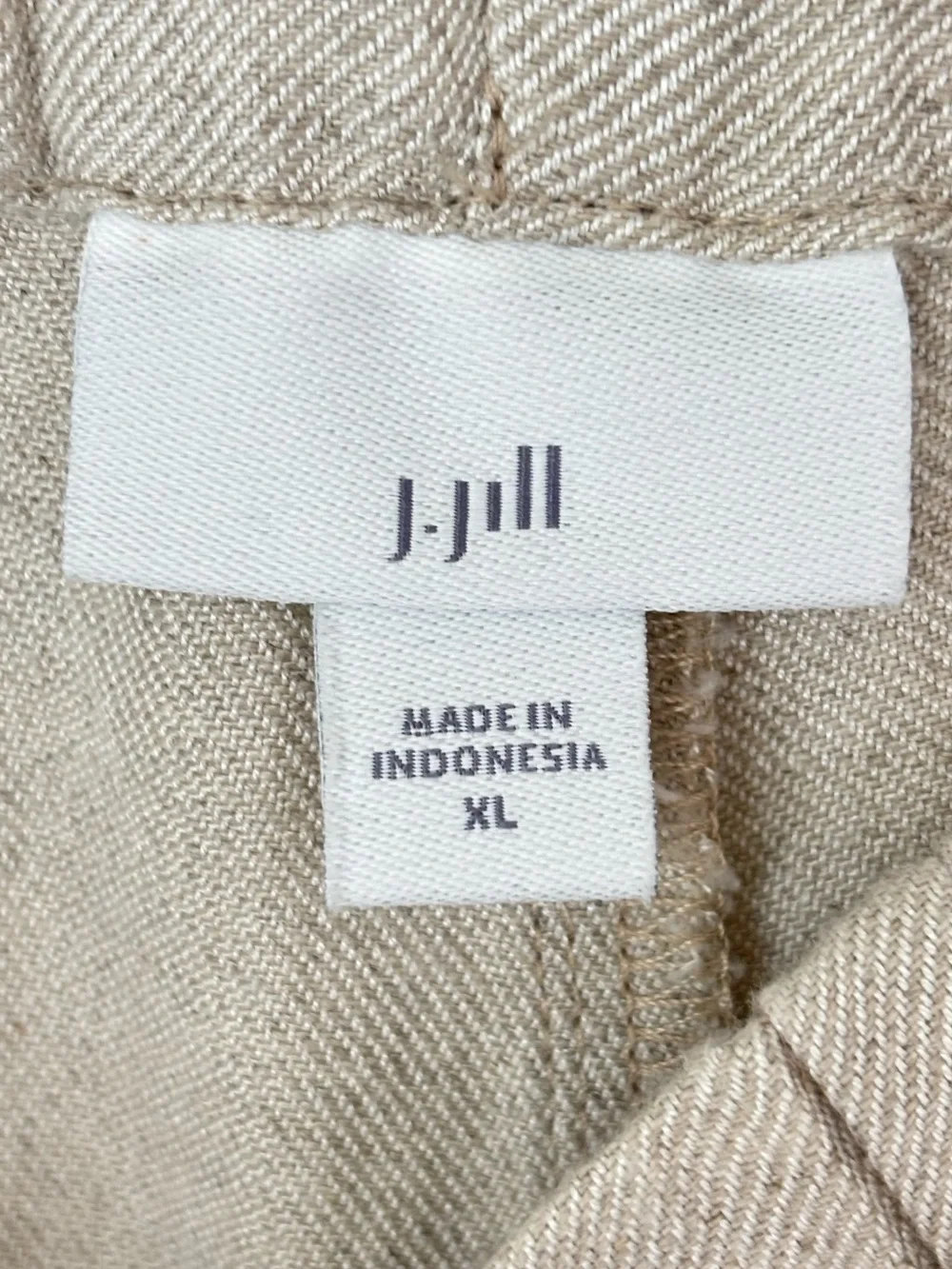J. Jill Cream Linen-Blend Pull-on Crop Pants Embroidered Hem Women's Size XL